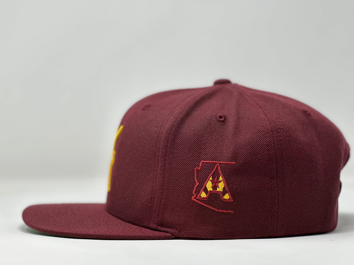 AZ48 Compass Flatbill Snapback Cap - Maroon/Gold