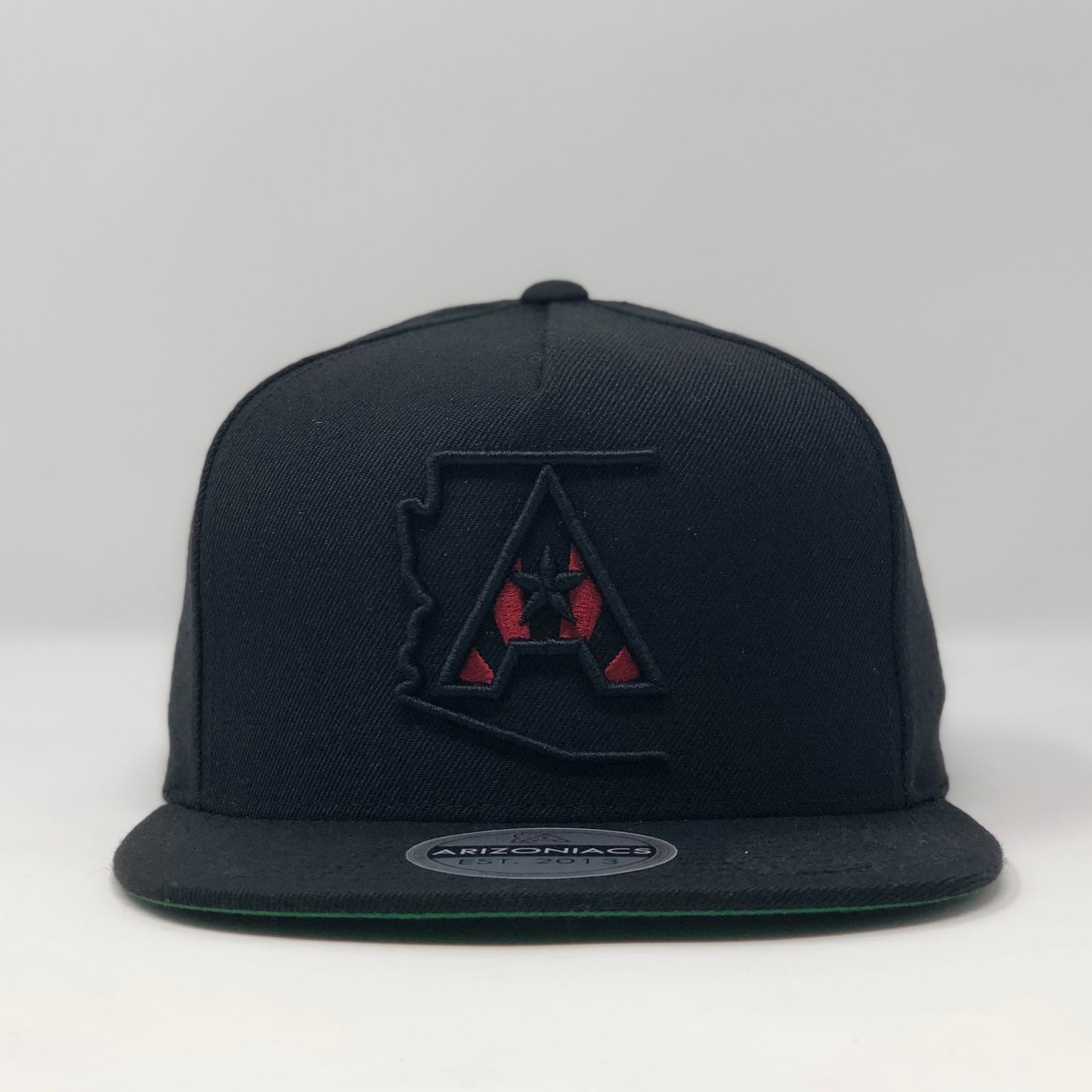 Arizoniacs Logo Flatbill Snapback Cap - Black/Black