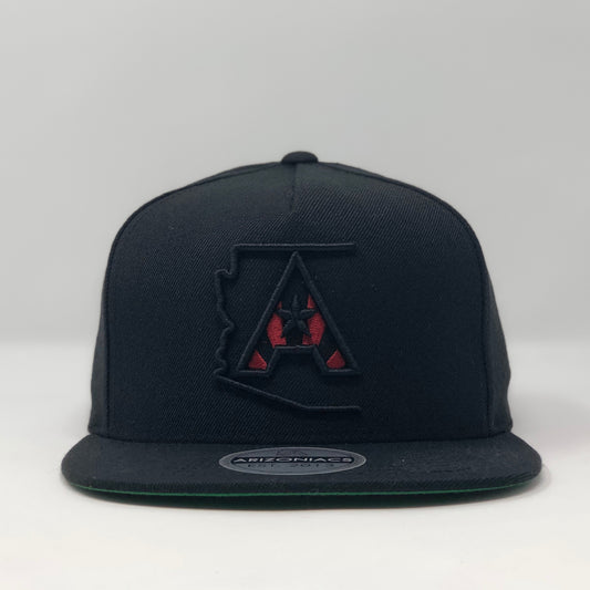 Arizoniacs Logo Flatbill Snapback Cap - Black/Black