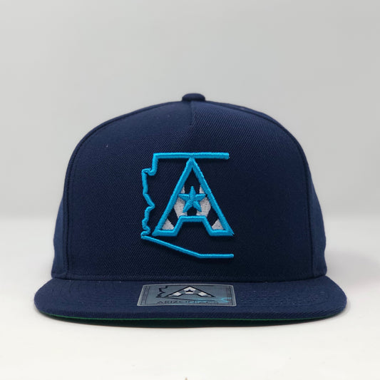 Arizoniacs Logo Flatbill Snapback Cap - Navy/Light Blue