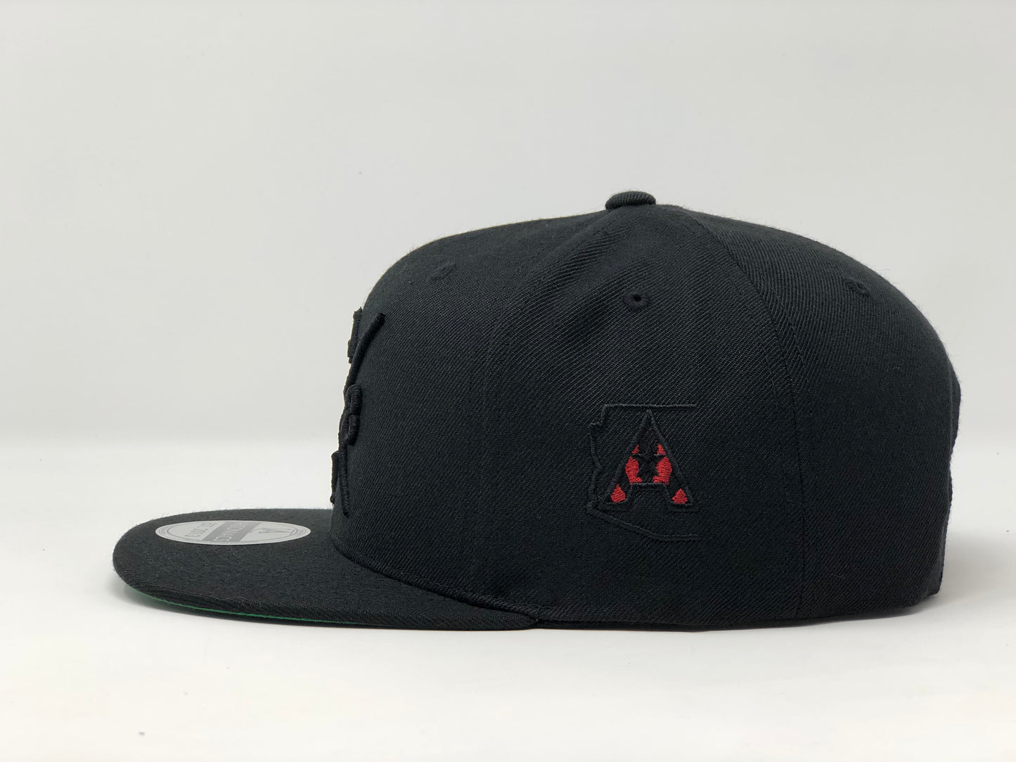 AZ48 Compass Flatbill Snapback Cap - Black/Black