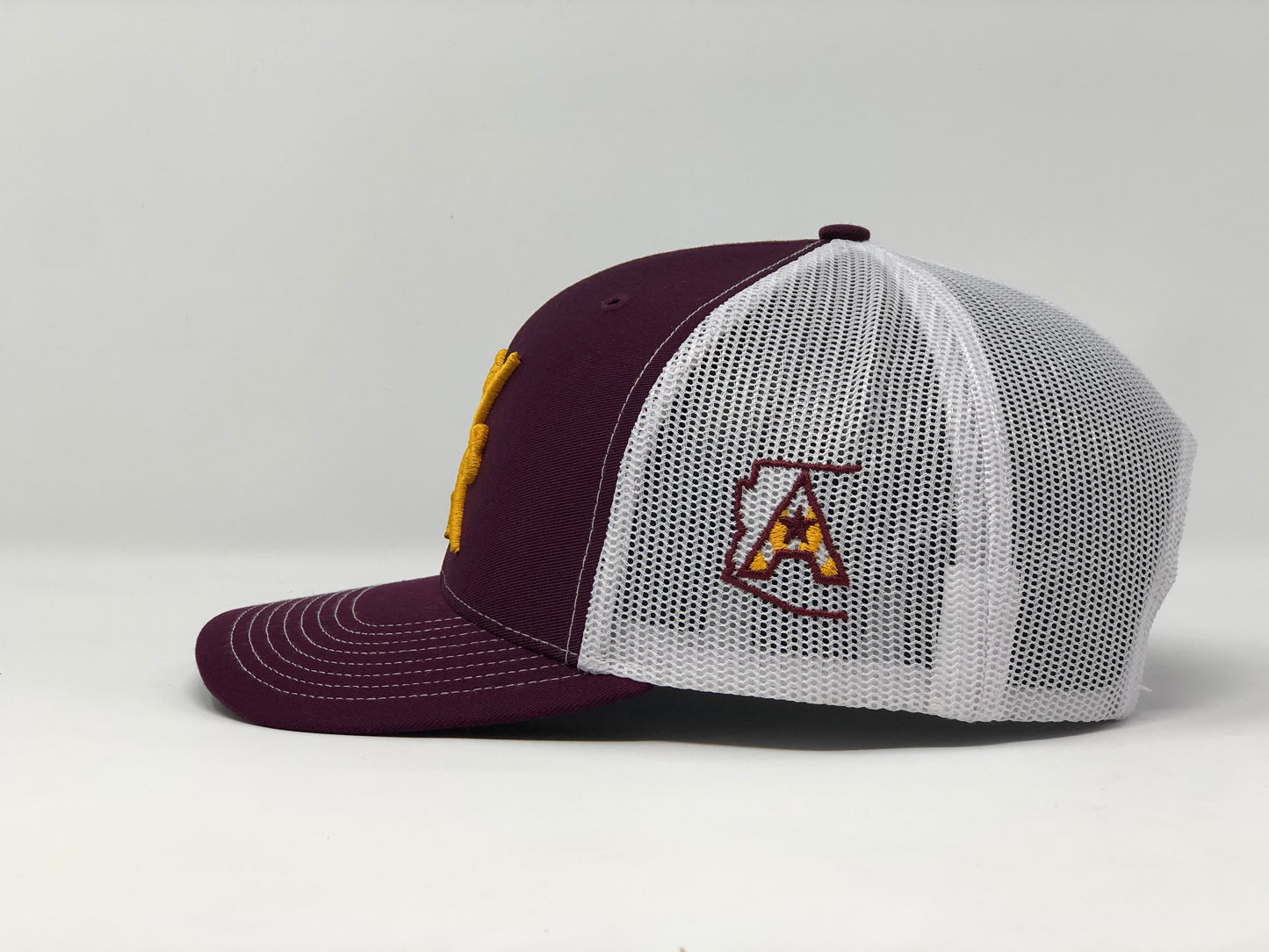 AZ48 Compass Trucker Hat - Maroon/White