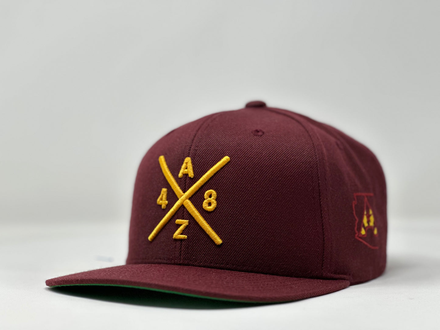 AZ48 Compass Flatbill Snapback Cap - Maroon/Gold