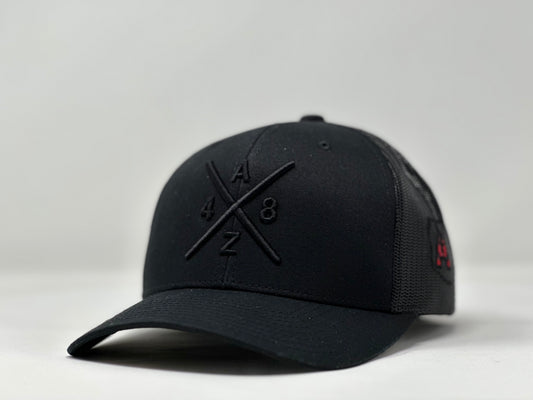 AZ48 Compass Black/Black Trucker Hat