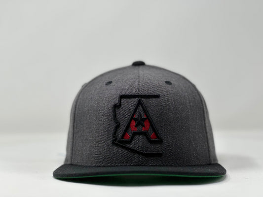 Arizoniacs Logo Flatbill Snapback Cap - Grey/Black