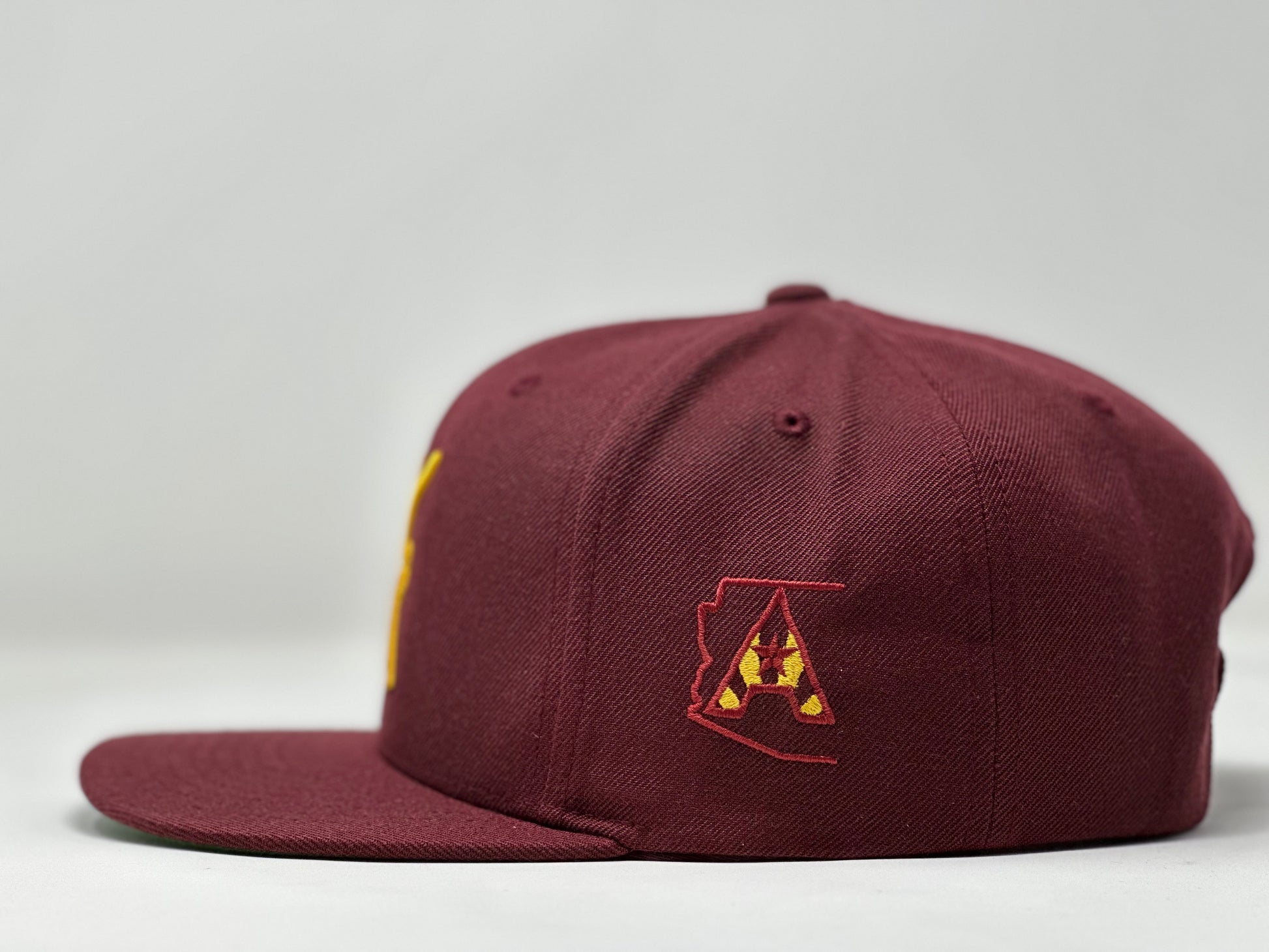 AZ48 Compass Flatbill Snapback Cap - Maroon/Gold