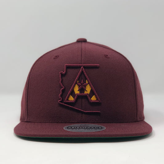 Arizoniacs Logo Flatbill Snapback Cap - Maroon