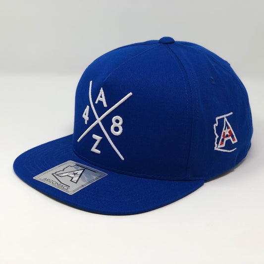 AZ48 Compass Flatbill Snapback Cap - Royal/White