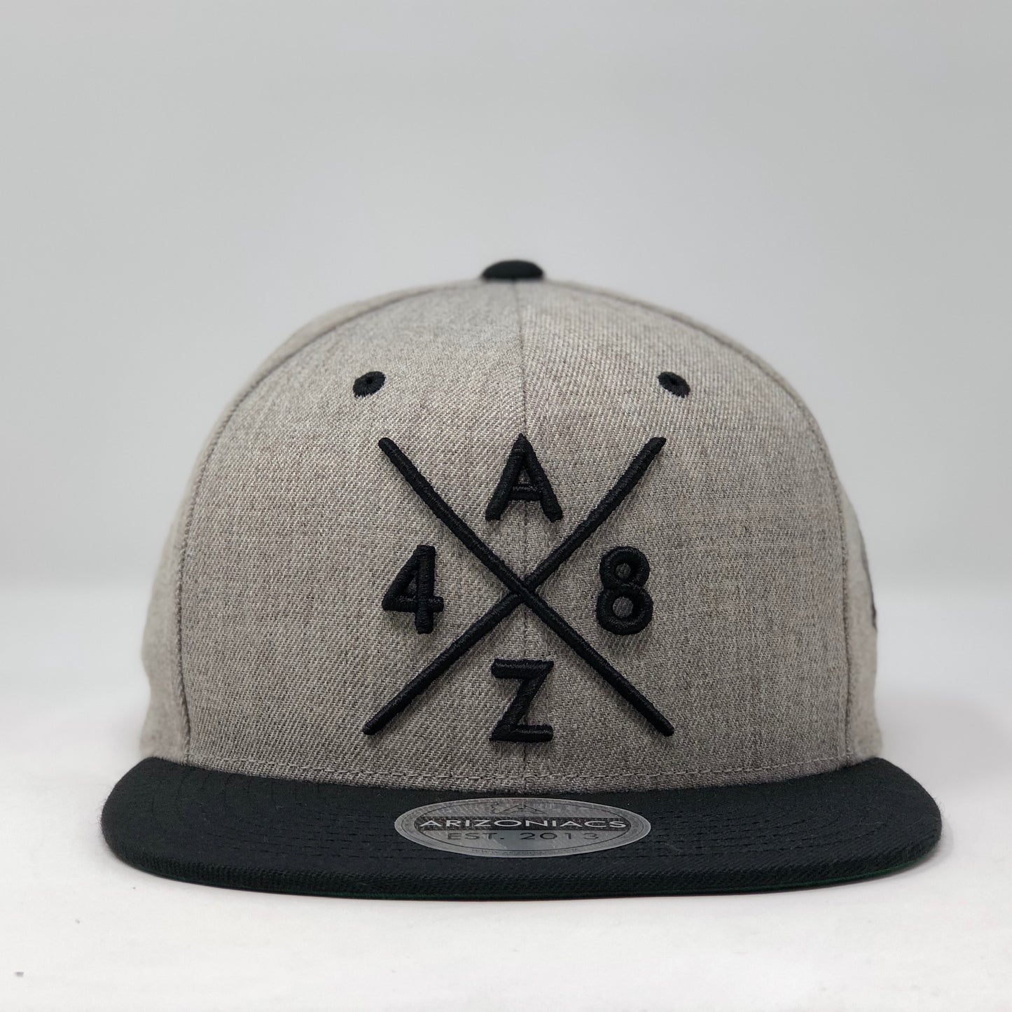 AZ48 Compass Flatbill Snapback Cap - Grey/Black