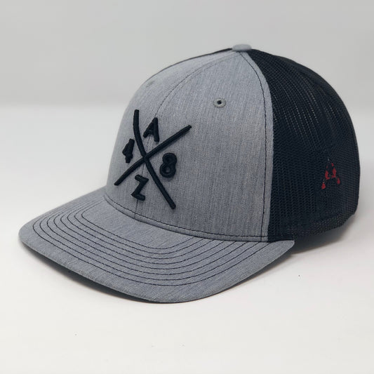 AZ48 Compass Black/Heather Grey Trucker Hat