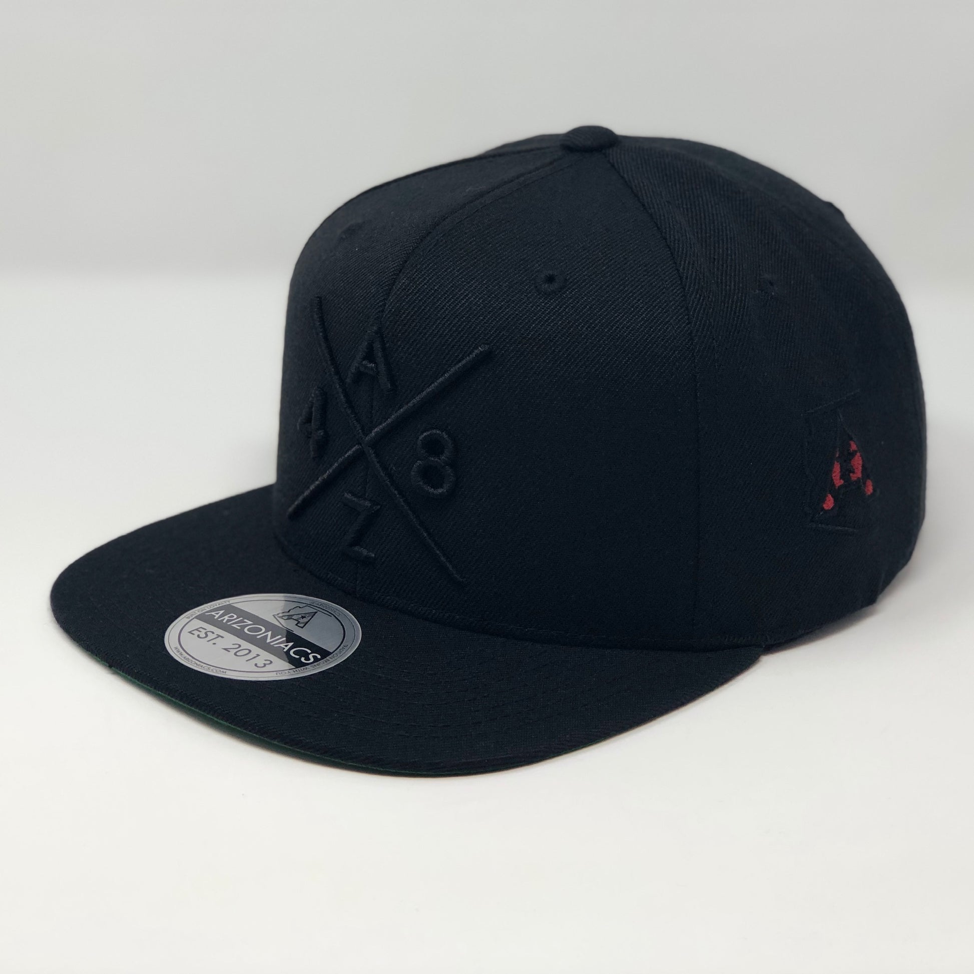AZ48 Compass Flatbill Snapback Cap - Black/Black