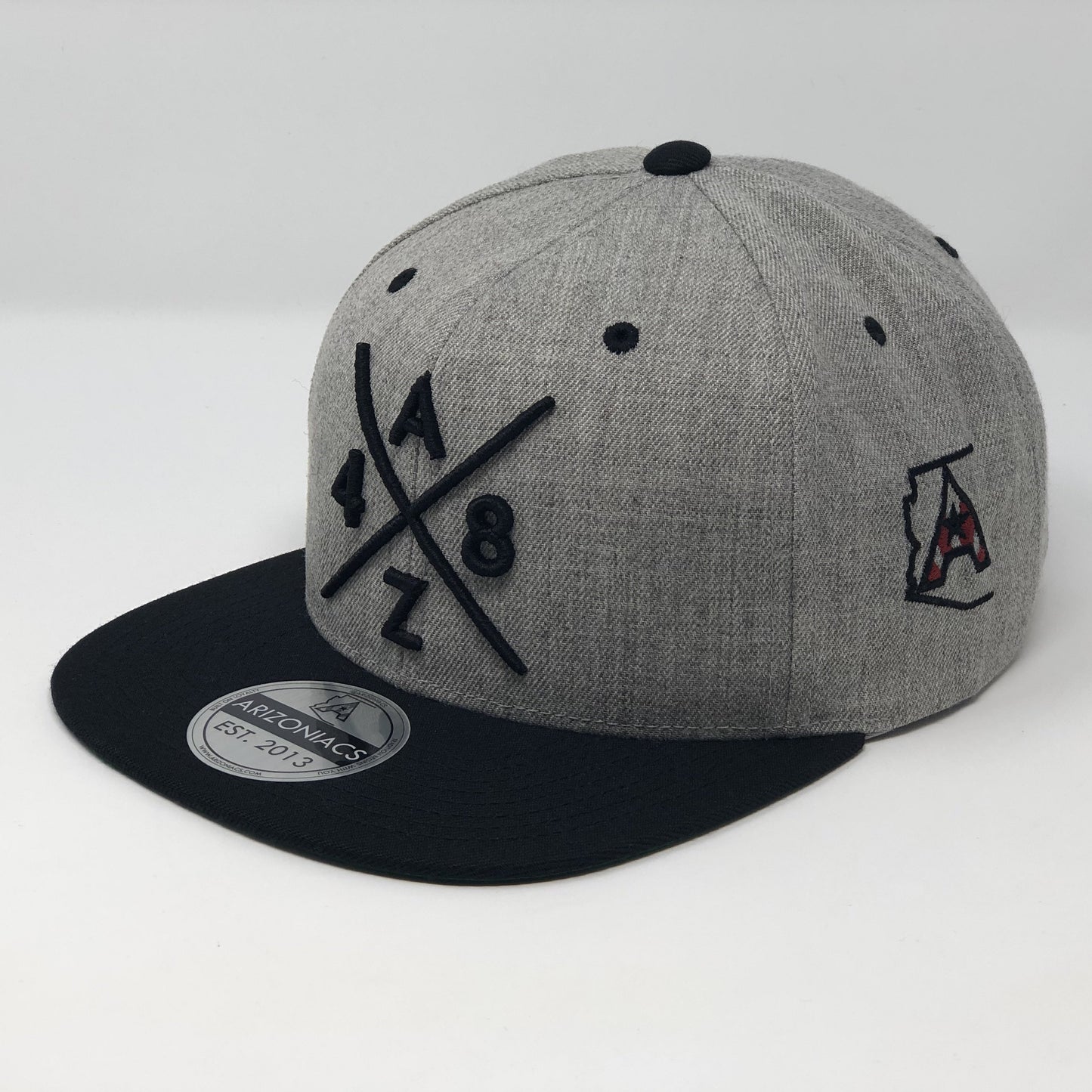 AZ48 Compass Flatbill Snapback Cap - Grey/Black