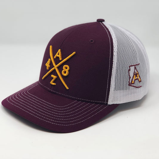 AZ48 Compass Trucker - Maroon/White