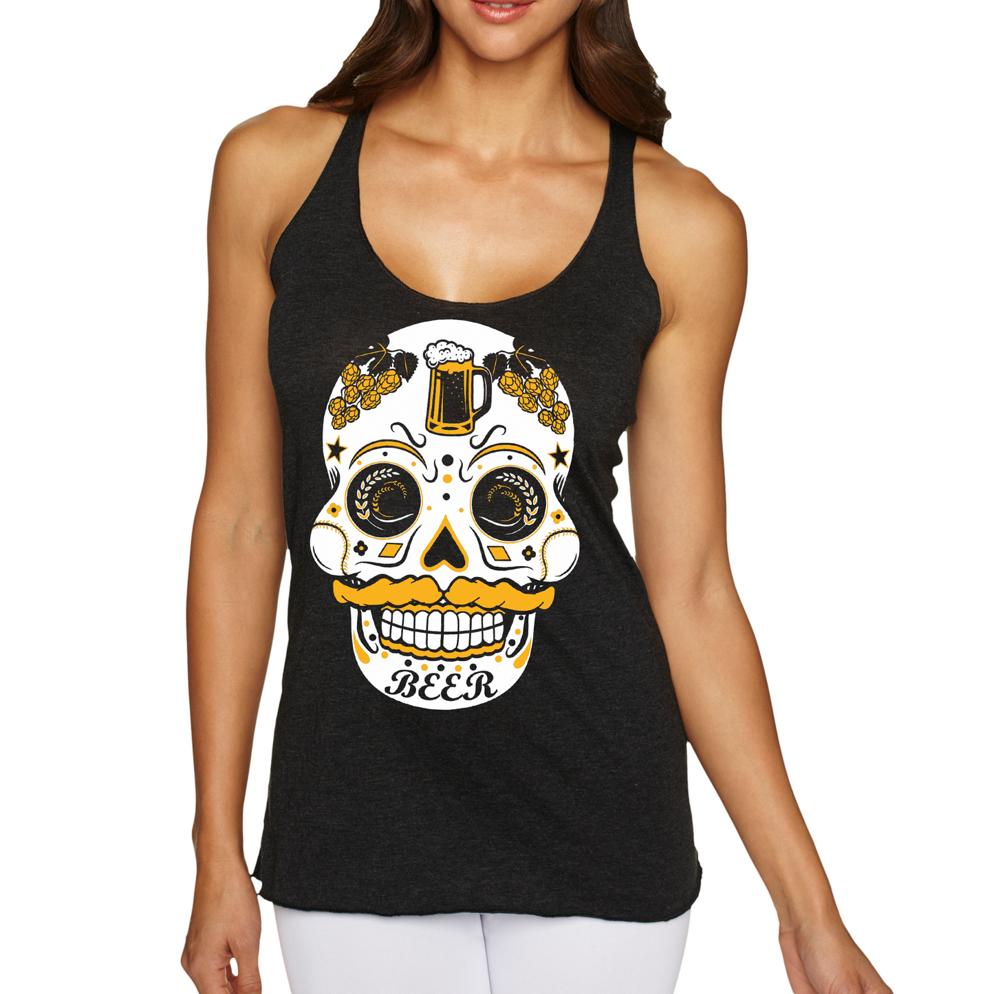 Beer Sugar Skull - Tees & Tanks (various colors)
