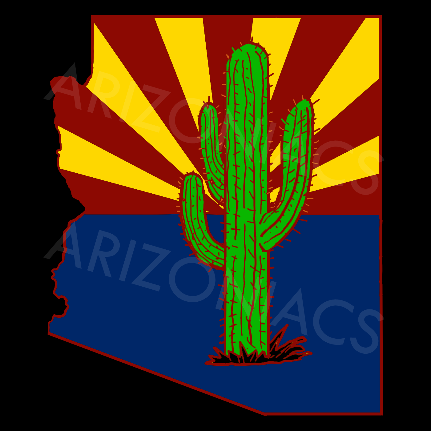 Arizona Cactus T-Shirt & Tank - Men's Arizoniacs Logo Collection
