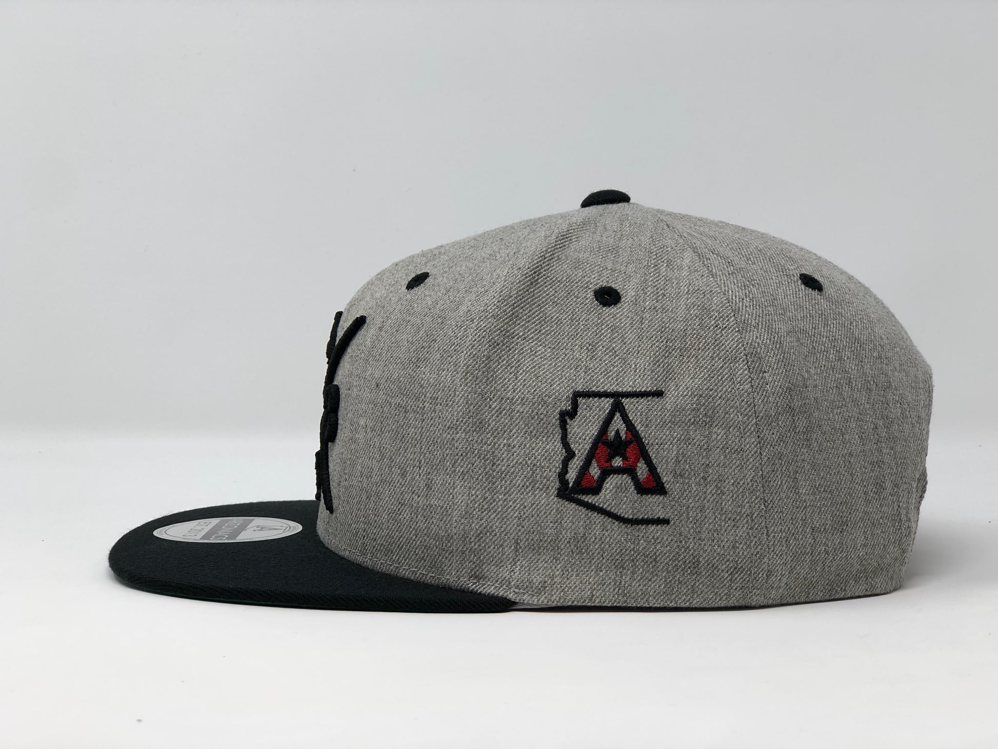 AZ48 Compass Flatbill Snapback Cap - Grey/Black