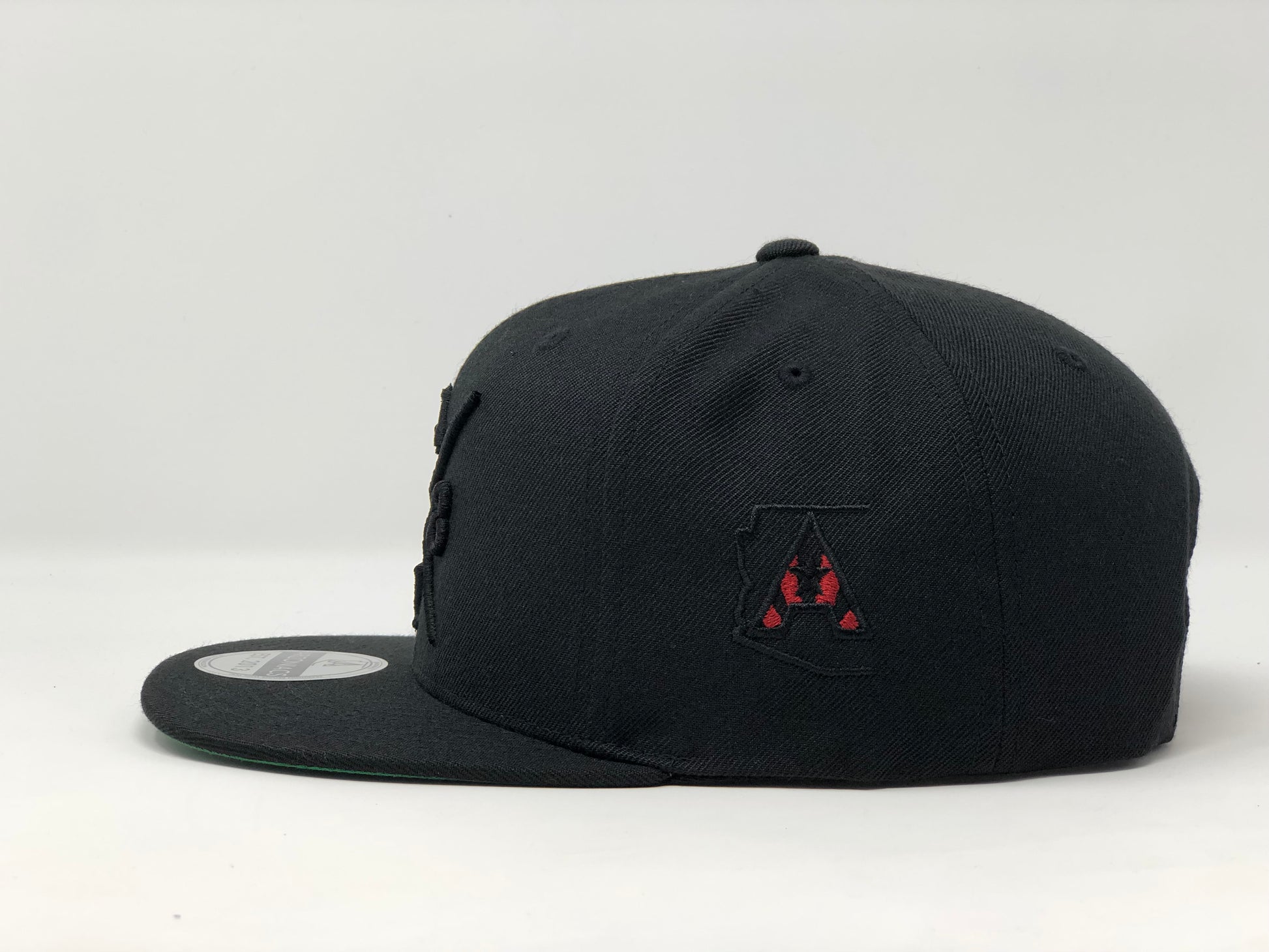 AZ48 Compass Flatbill Snapback Cap - Black/Black