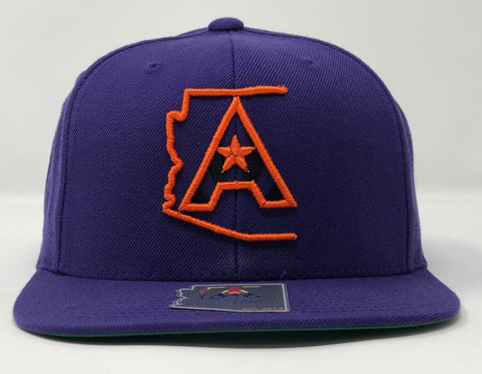 Arizoniacs Logo Flatbill Snapback Cap - Purple/Orange
