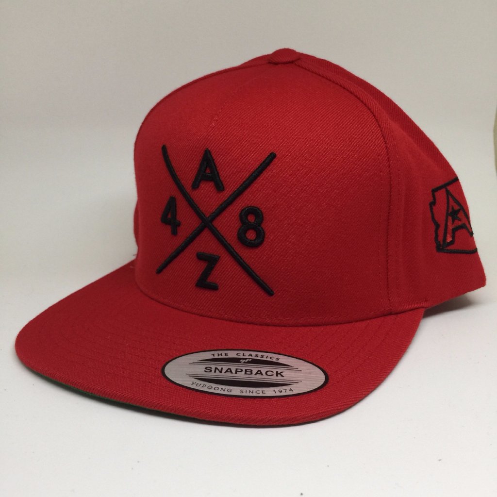 AZ48 Compass Flatbill Snapback Cap - Red