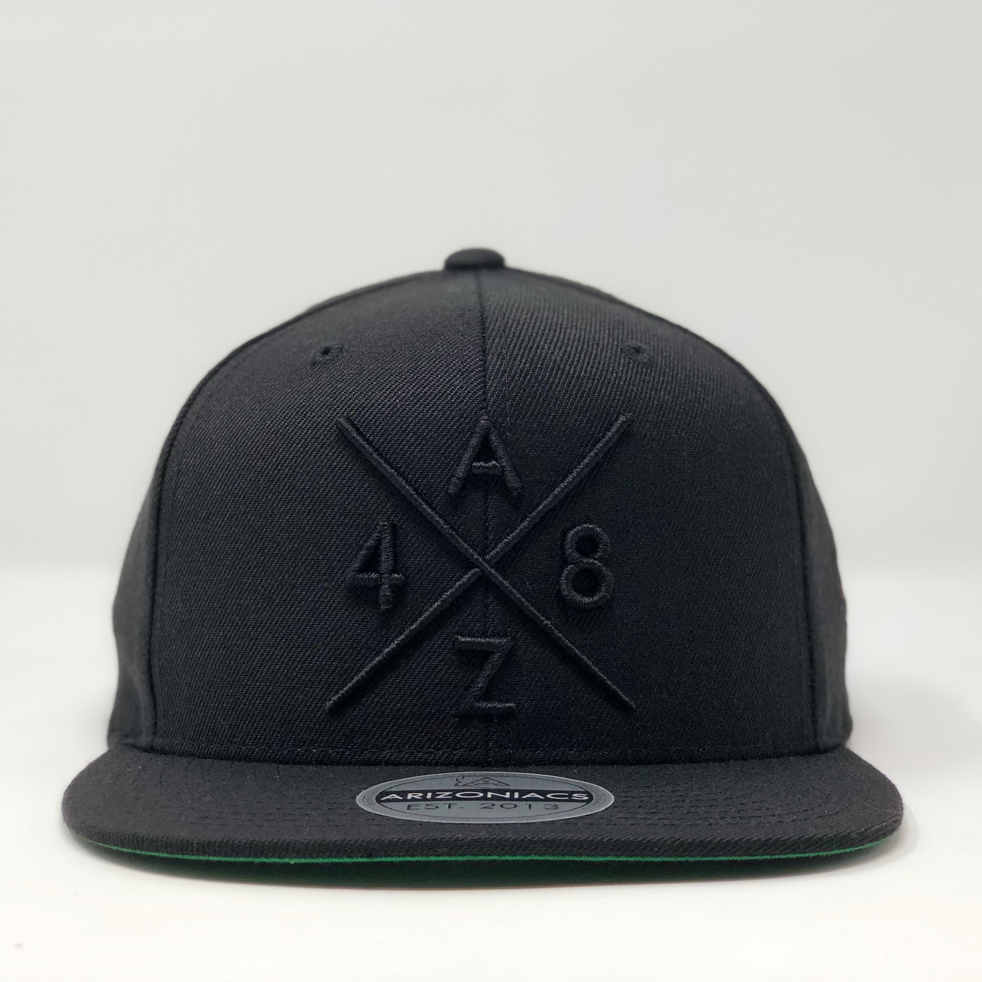 AZ48 Compass Flatbill Snapback Cap - Black/Black