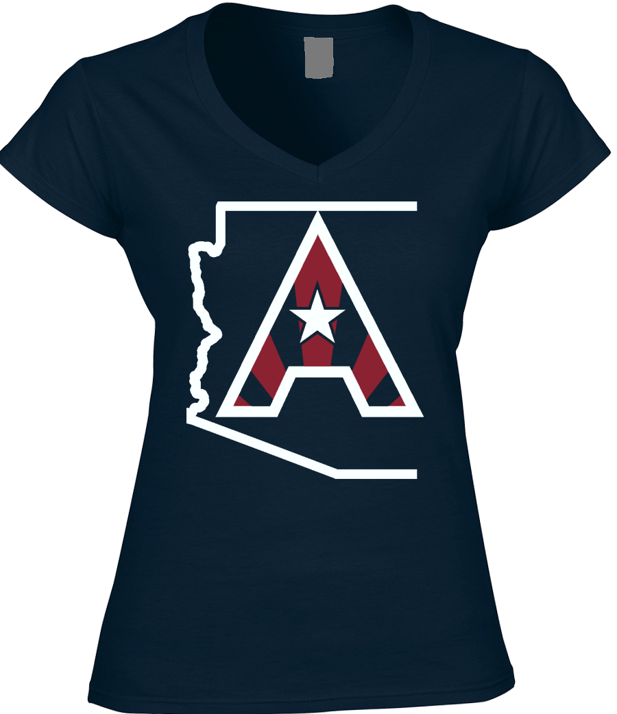 Arizoniacs Logo - Navy and White  Women's V-neck