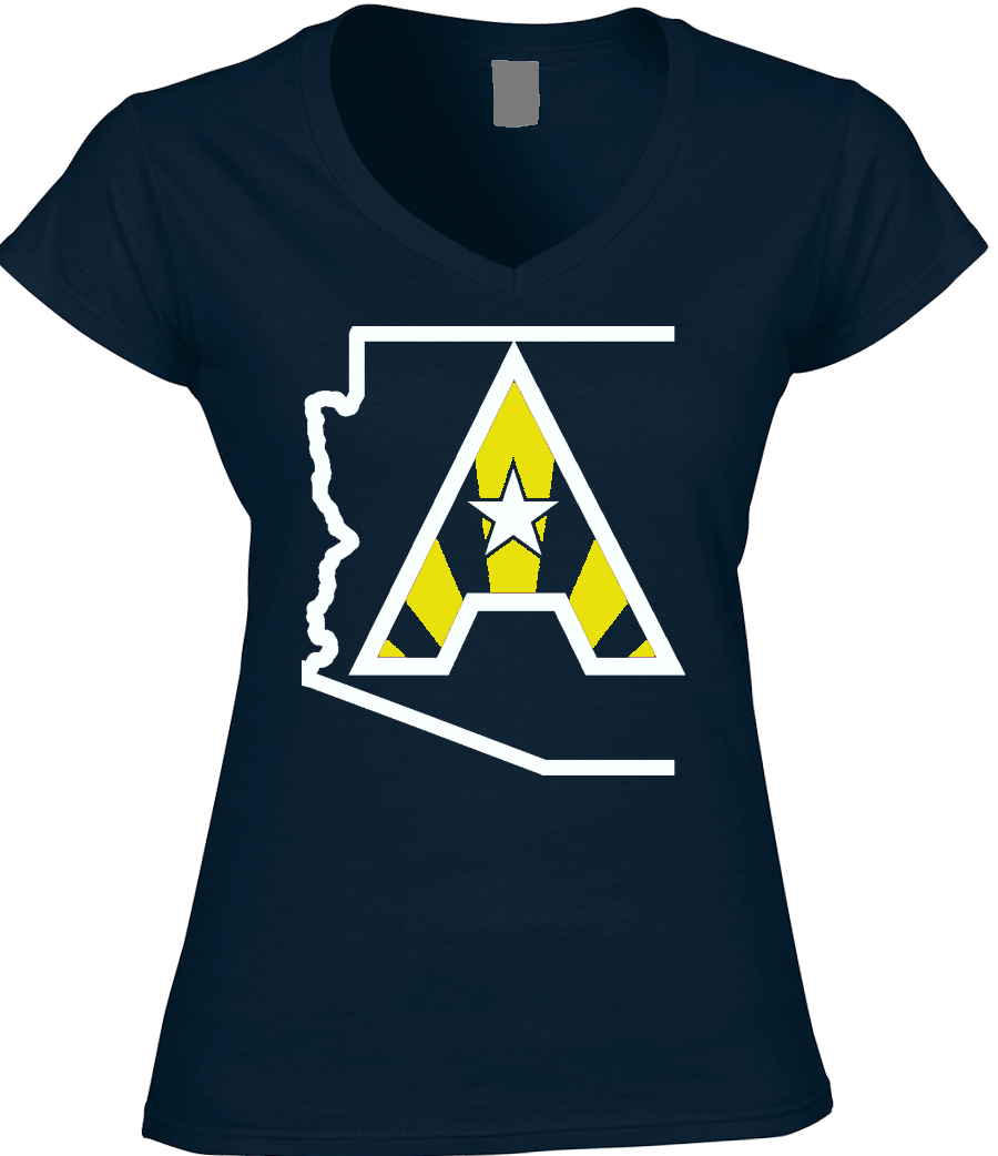 Arizoniacs Logo - Navy and Yellow Women's V-neck